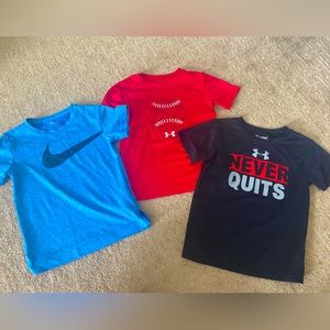 Little boy Nike and Under Armour athletic shirts! Size 5.. great condition!